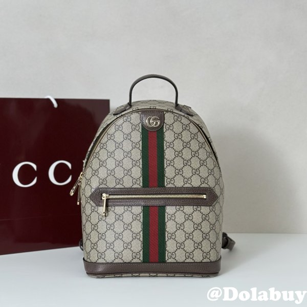 Gucci 836856 Ophidia Small Backpack Beige And Brown GG Fabric Bag