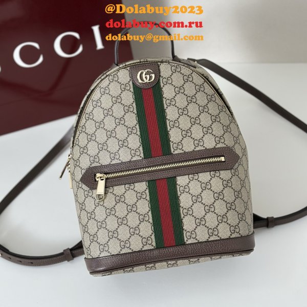 Gucci 836856 Ophidia Small Backpack Beige And Brown GG Fabric Bag
