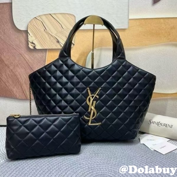 Saint Laurent Icare In Quilted Nappa Tote 858191 Black Bag